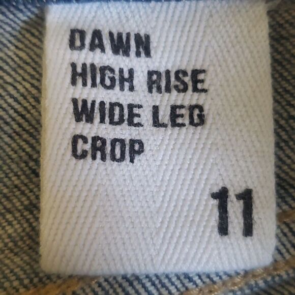 Eunina Jeans Women sz 11 High Rise Wide Leg Crop Blue Dawn - Picture 4 of 5